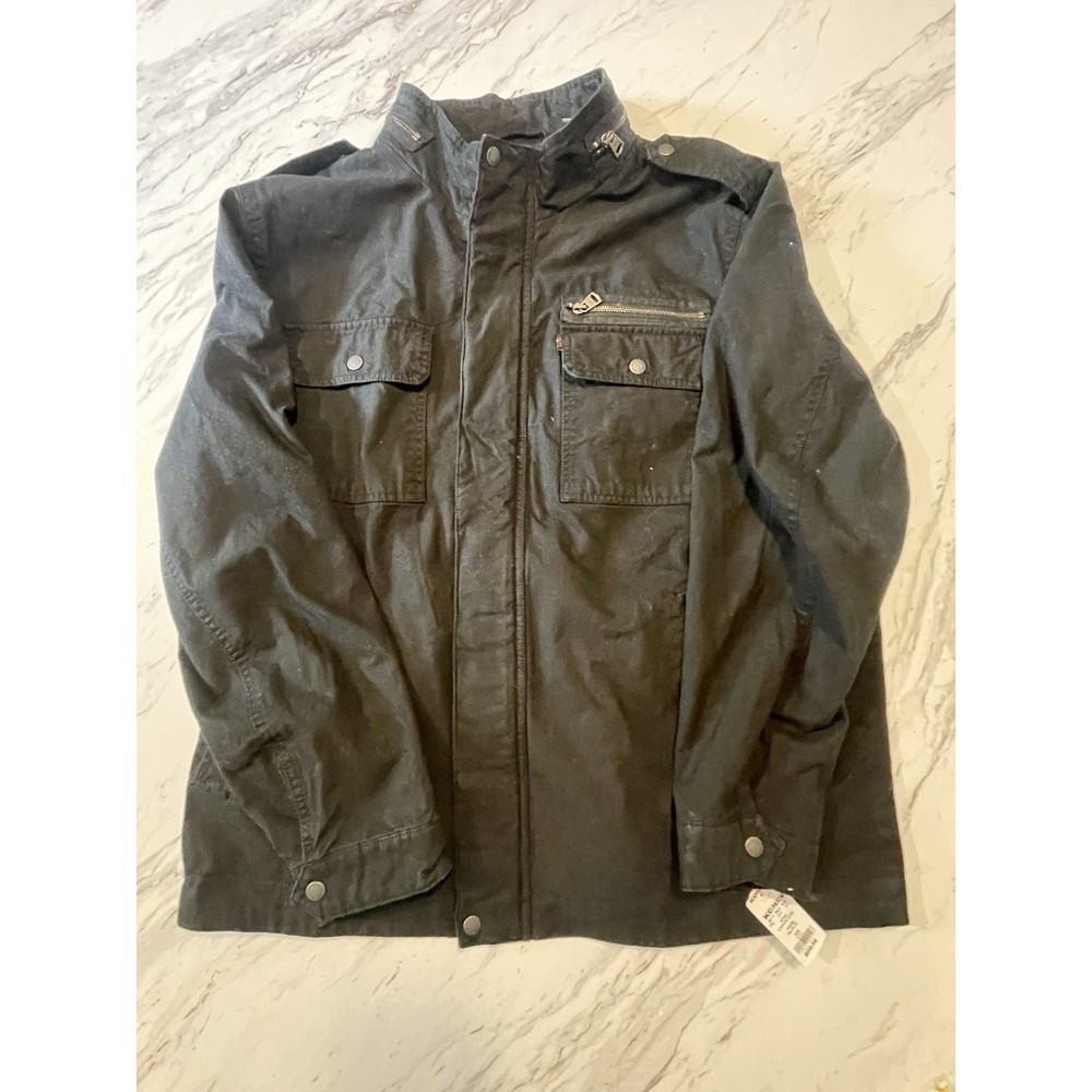 Levis Military Jacket Mens XXL Black Canvas